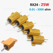 25W Resistor Metal Wirewound Range - Golden Load Aluminium RX24 0.01 to 300K ohm