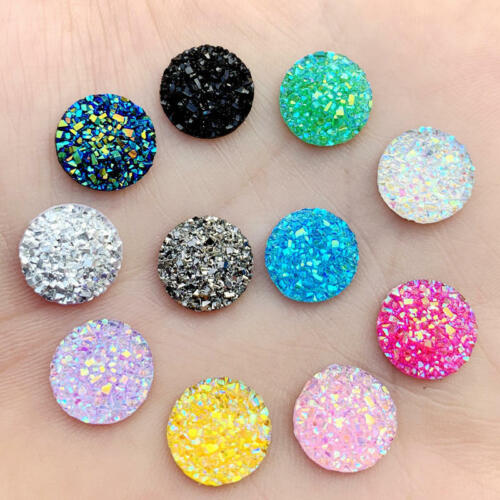 80pcs 12mm Flatback Resin Dotted Round Rhinestone Cabochon Gems Wedding Crafts - Picture 1 of 14