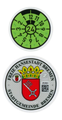 German License Plate Registration Seal - Bremen Mini Cooper 2024 Set
