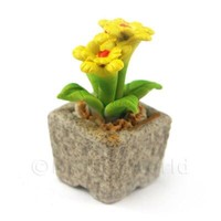Miniatur Handgefertigte Gelb Farbige Keramik Blumen