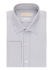 MICHAEL KORS NON IRON LONG SLEEVE STRIPED GREY COTTON BUTTON FRONT DRESS SHIRT