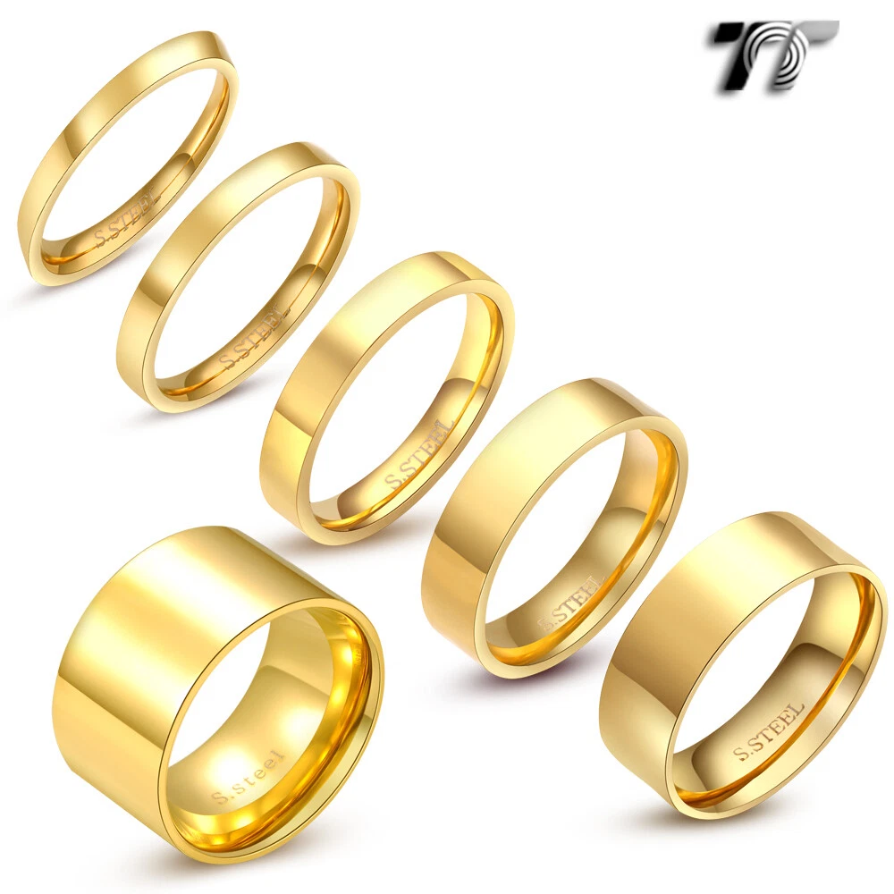 Flat Simple Gold Wedding Band, 59 OFF