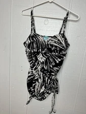 Love Your Assets By Sara Blakely, Spanx Tankini Top Black & White Sz L
