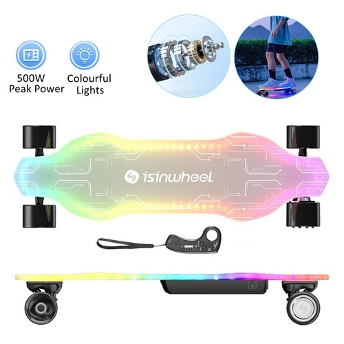 Electric Skateboard 500W 12MPH Electric Longboard With Lights & Remote Control