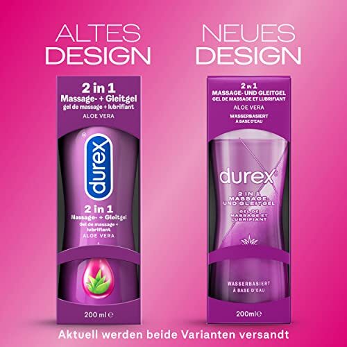 Durex 2in1 Massage Gleitgel Aloe Vera mit Applikator für Körper 6 x 200ml