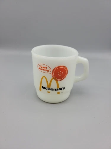 1 Vintage McDonalds Fire King Anchor Hocking Milk Glass Stacking Mug Cup