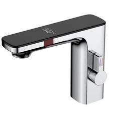 Smart Sensor Bathroom Sink Faucet Digital Display Screen Basin Mixer Tap Chrome