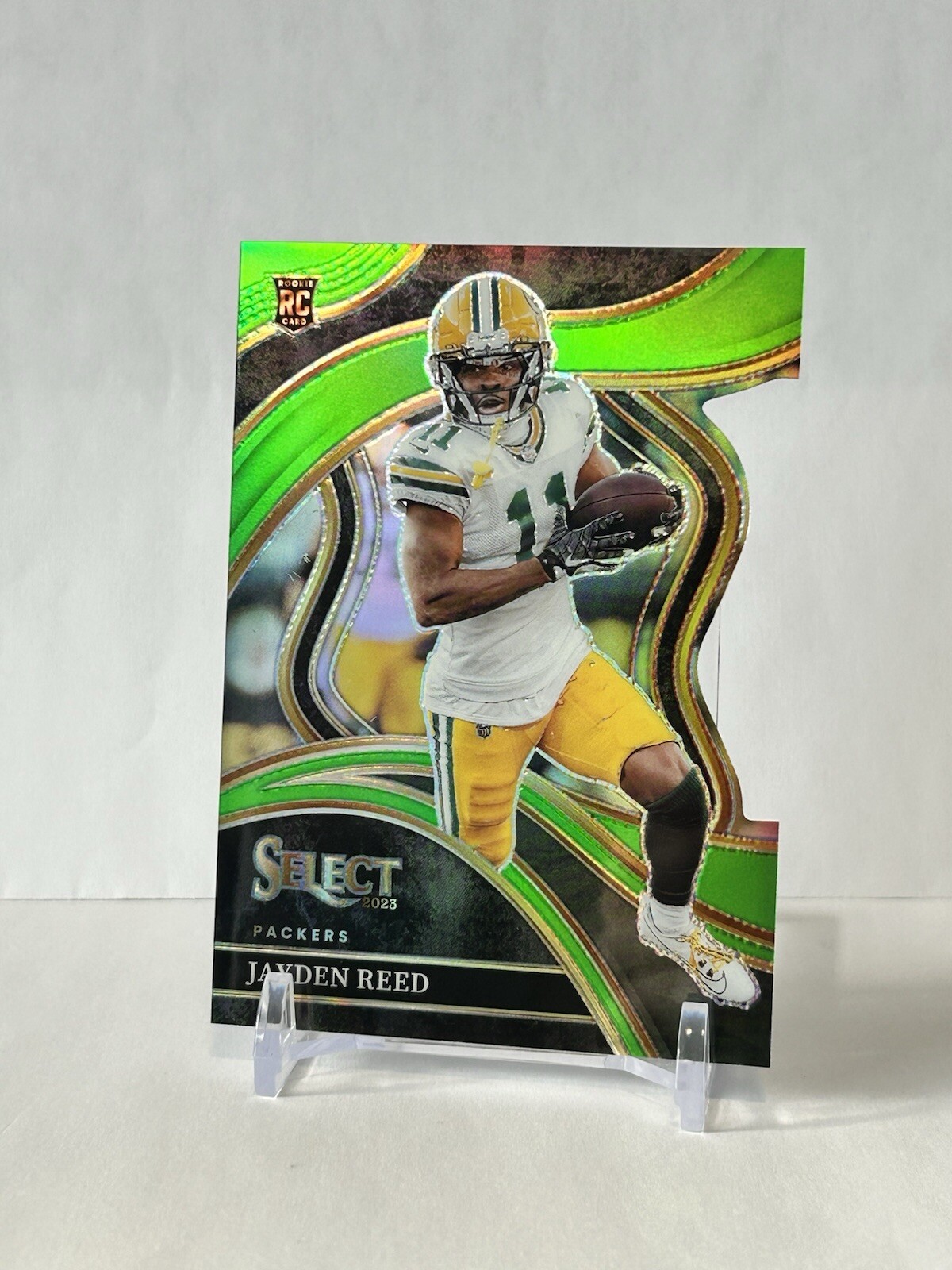 2023 Panini Select Jayden Reed RC Club Level Neon Green Die-Cut #'d/499