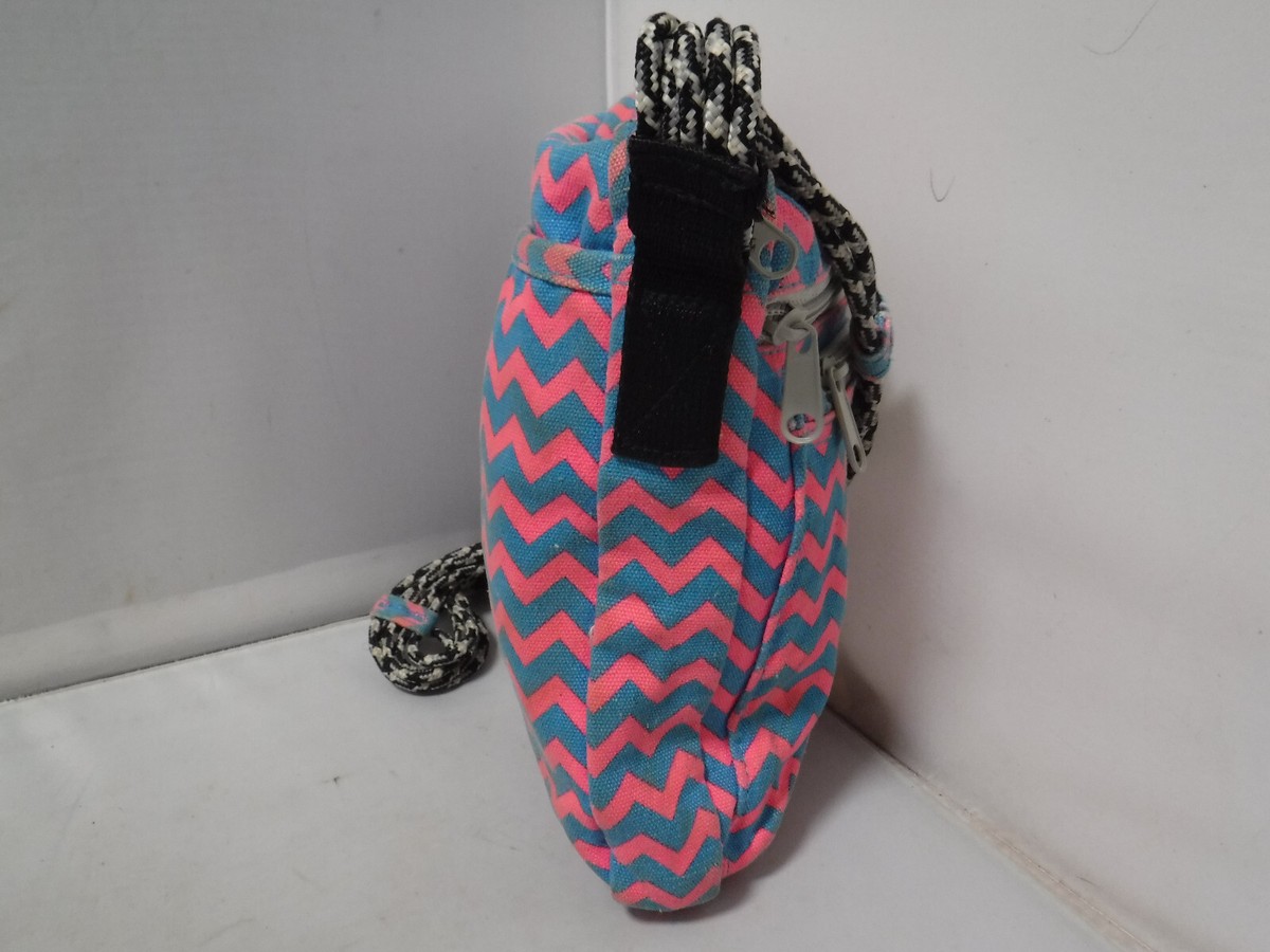 KAVU Rope Over the Shoulder Canvas Outdoor Bag Pink Teal 
