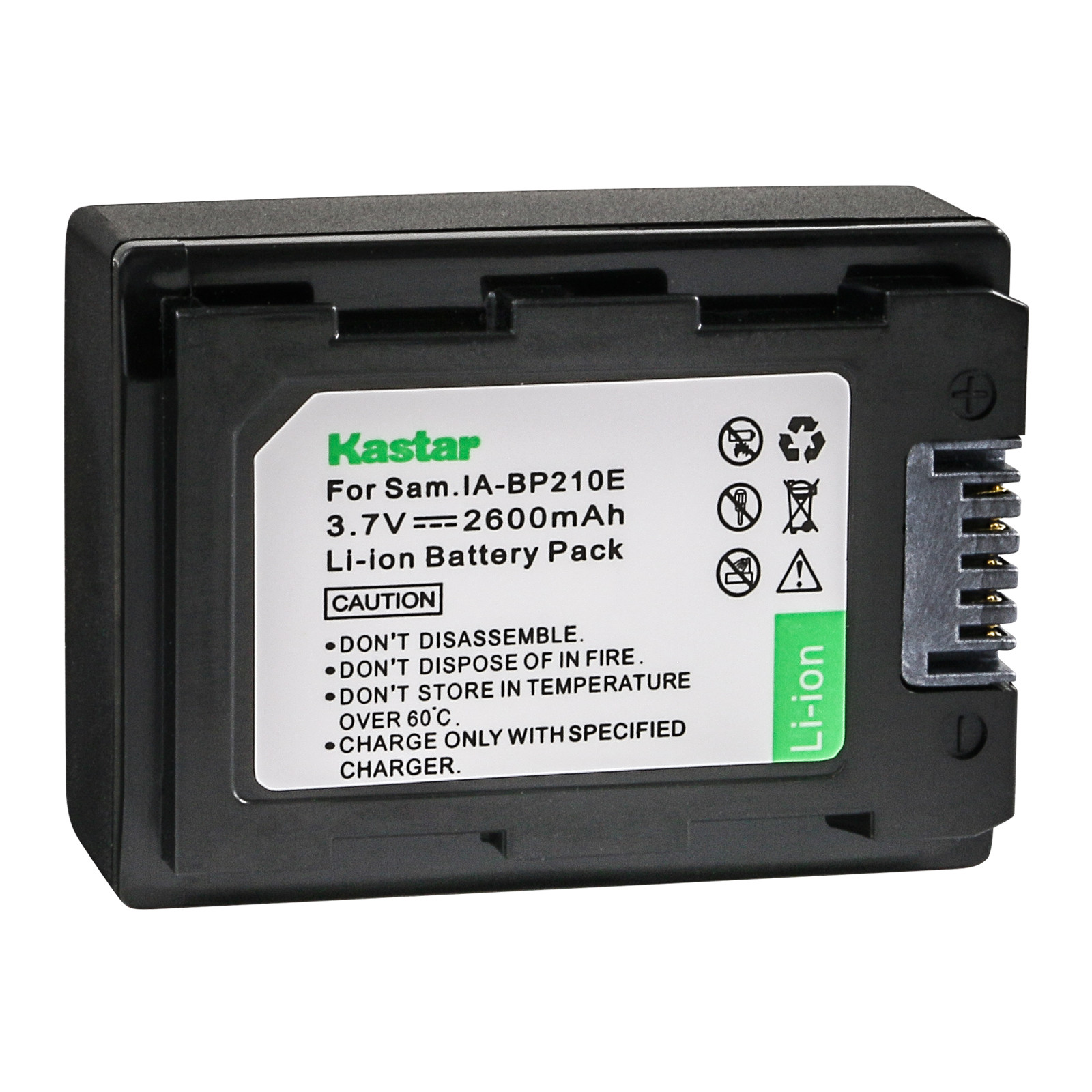 Kastar IA-BP210E Charger Battery Samsung HMX-F90 HMX-S10 HMX-S15 SMX-F40 SMX-F44