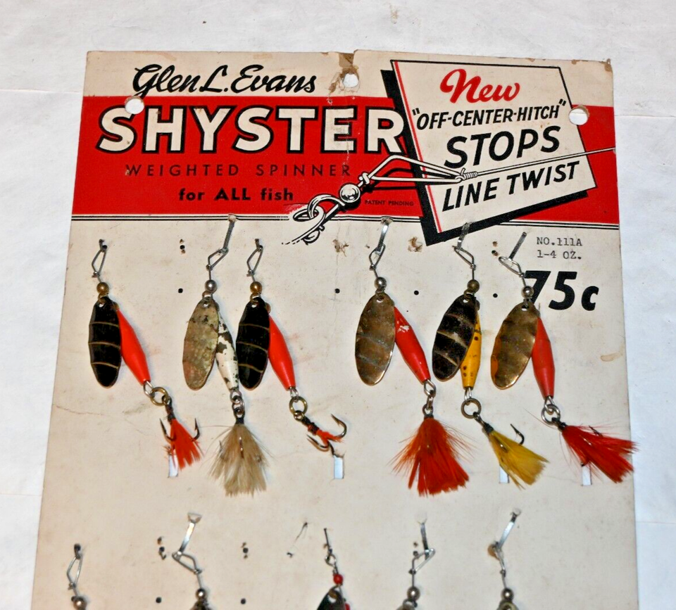 Appât vintage Glen L Evans SHYSTER blanc/noir 1 1/8 Inline Spinner