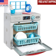 Interactive Toy Pretend Play Dishwasher W/ 14 Kitchen Accessories Fun Role Play