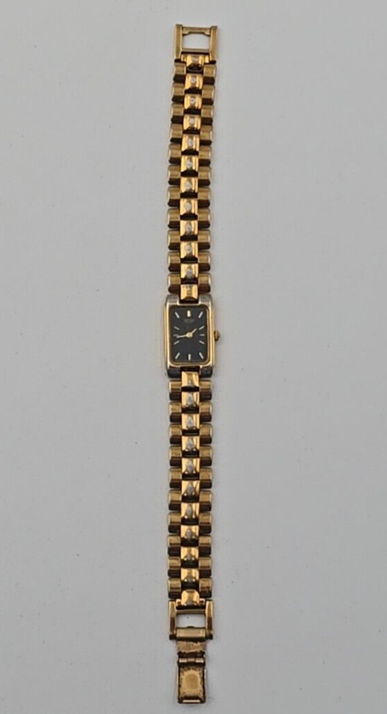 Seiko Women's 1F20-5020 Gold Tone w/ Black Dial Watch - New Seiko Women's 1F20-5020 Gold Tone w/ Black Dial Watch - New