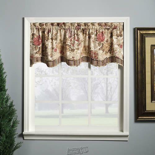 Collette Double-Layer Valance Wine And Taupe 56" W x 18"L - Picture 2 of 2