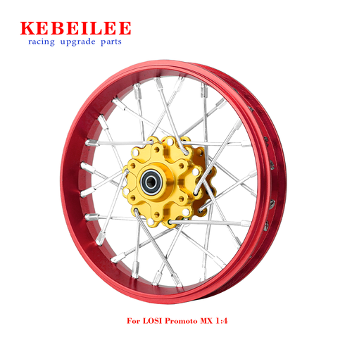 KEBEILEE CNC Aluminum Front Wheel V2 For LOSI Promoto MX motorcycle 1:4 Red - Picture 17 of 20