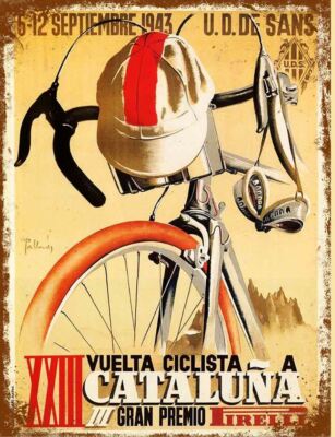 Vintage Retro Style Cataluna Radfahren Poster Bild Blechschild Wand Türschild A5