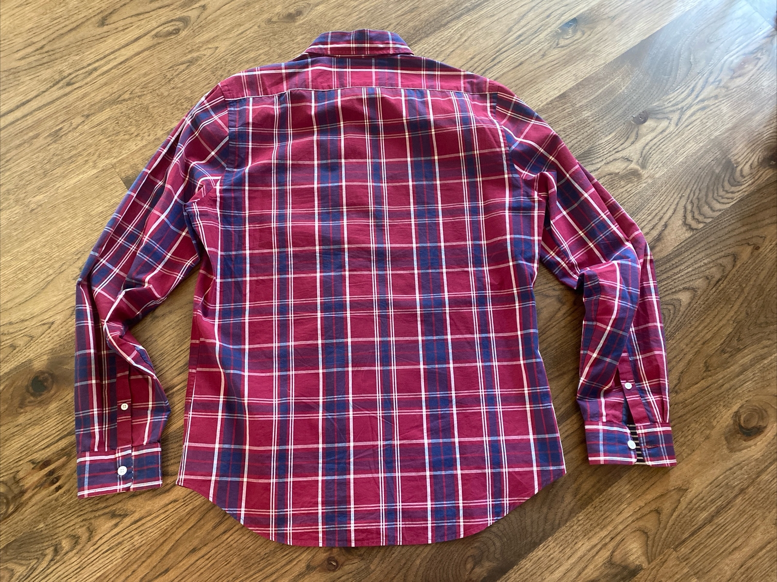 Express Shirt M Medium Button-Down Red Plaid Long… - image 6