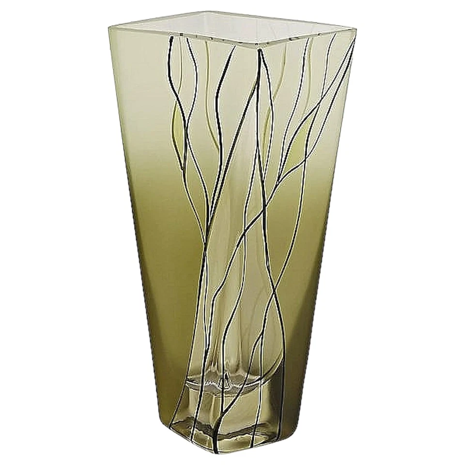 Jarrón cuadrado - Jarrón de cristal verde de 8 pulgadas Foto 2 de 4