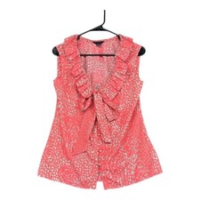 Banana Republic S Small Coral Ruffle Front Sleeveless Blouse Office Career