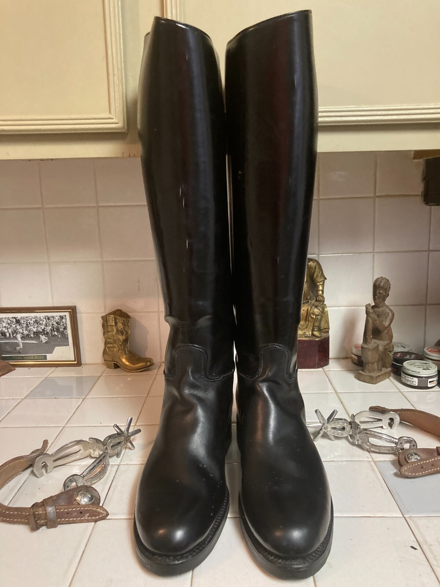 Vintage Men\'s 9.5 English Field Riding Boots Black Made USA All Leather Uppers 9.5 US Tall Riding Boots for sale | eBay main image 3