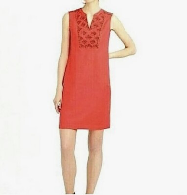 J. CREW Red NWT Linen Blend Sleeveless Sunburst Embroidered Mini Dress.  Size S | eBay