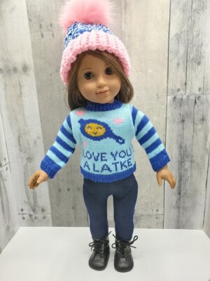 Pant Outfit, ''Love You A Latke!'', Sweater Outfit for American Girl Dolls