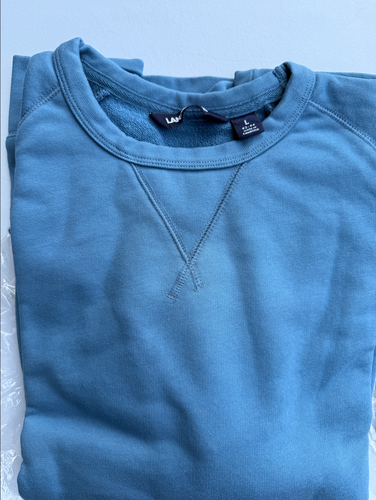 Felpa girocollo uomo M Lands' End French Terry vestibilità classica blu Haze 521 - Foto 3 di 6