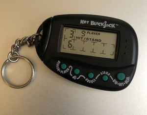 Vintage Radica Handheld Key Black Jack Electronic Travel Game Tested And Works.