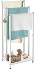 44 Inch Tall Free Standing Towel Rack with Metal Storage Shelf 16.5in, White