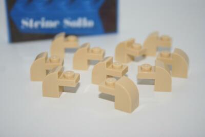 Lego (c) 10x Bogenstein, Bogen - 1x2 - tan - hellbeige - 6091 - brick curved top