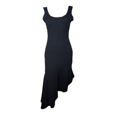 Fashion Nova Alana Dress Size L Large Black NWT Ruffle Asymmetrical Textured