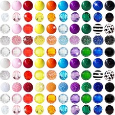 100 Pcs 20mm Beads for Pens Rhinestone Bubblegum Mixed Large, Rainbow