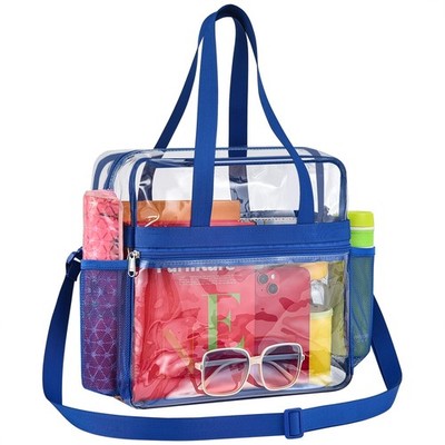 Paxiland Clear Bag for Stadium Events 12x6x12, Large Tote Large, Blue