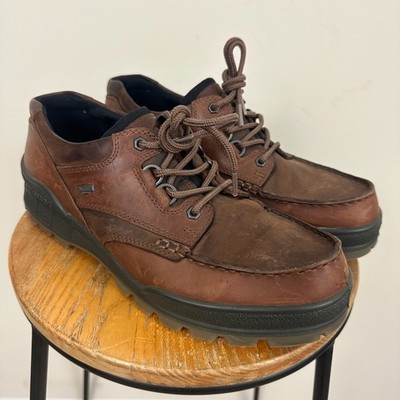 Ecco Track 25 GTX Mens US 11-11.5 Casual Shoes Brown Leather Lace Up Moc Toe
