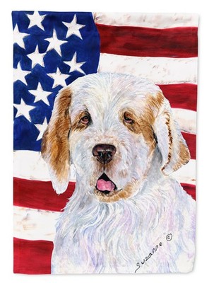 Caroline's Treasures USA American Flag with Clumber Spaniel Garden Flag SS4027GF