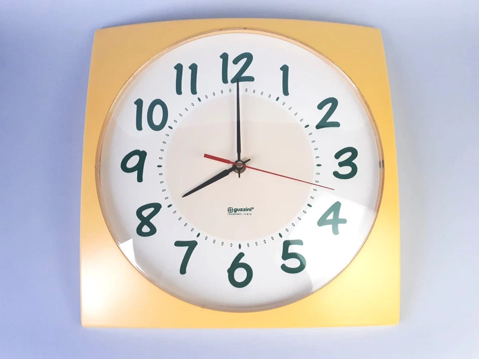 Orologio da parete vintage Guzzini giallo anni 80 design moderno made in Italy - Imagen 2 de 4