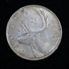 1938 Canada 25 Cents 80% Silver Quarter George VI Caribou Coin