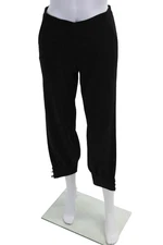 Drew Womens Button Cuffed Ankle Side Slit Detail Pocketed Pants Black Size 0