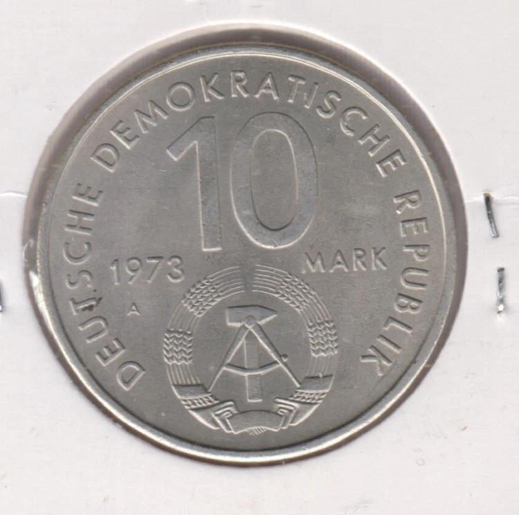DEMOCRATIC GERMANY / DDR 10 Mark 1973 KM44, BU grade (AI775) - Image 2 of 2