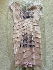 Adrianna Papell Tiered Sheath Dress Blush Pink Metallic Cap Sleeve V-Neck Size 8