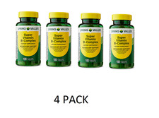 4 PACK Spring Valley Super B-Complex Vitamin Tablets, Energy Support, 100 Ct