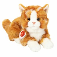 Teddy Hermann Katze Liegend Kuscheltier Stofftier Katzen Rot Getigert 20 Cm