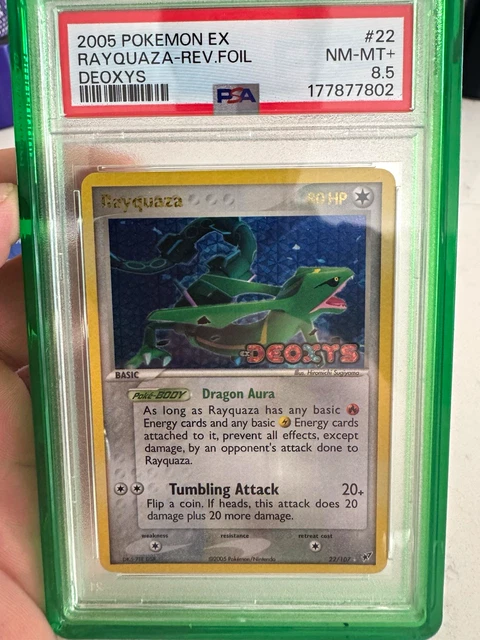 Pokemon 2005 Rayquaza 22/107 EX Deoxys Reverse Holo English Rare PSA 8.5