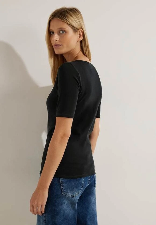 CECIL Basic Kurzarmshirt Lena in der Farbe schwarz - Bild 2 von 4