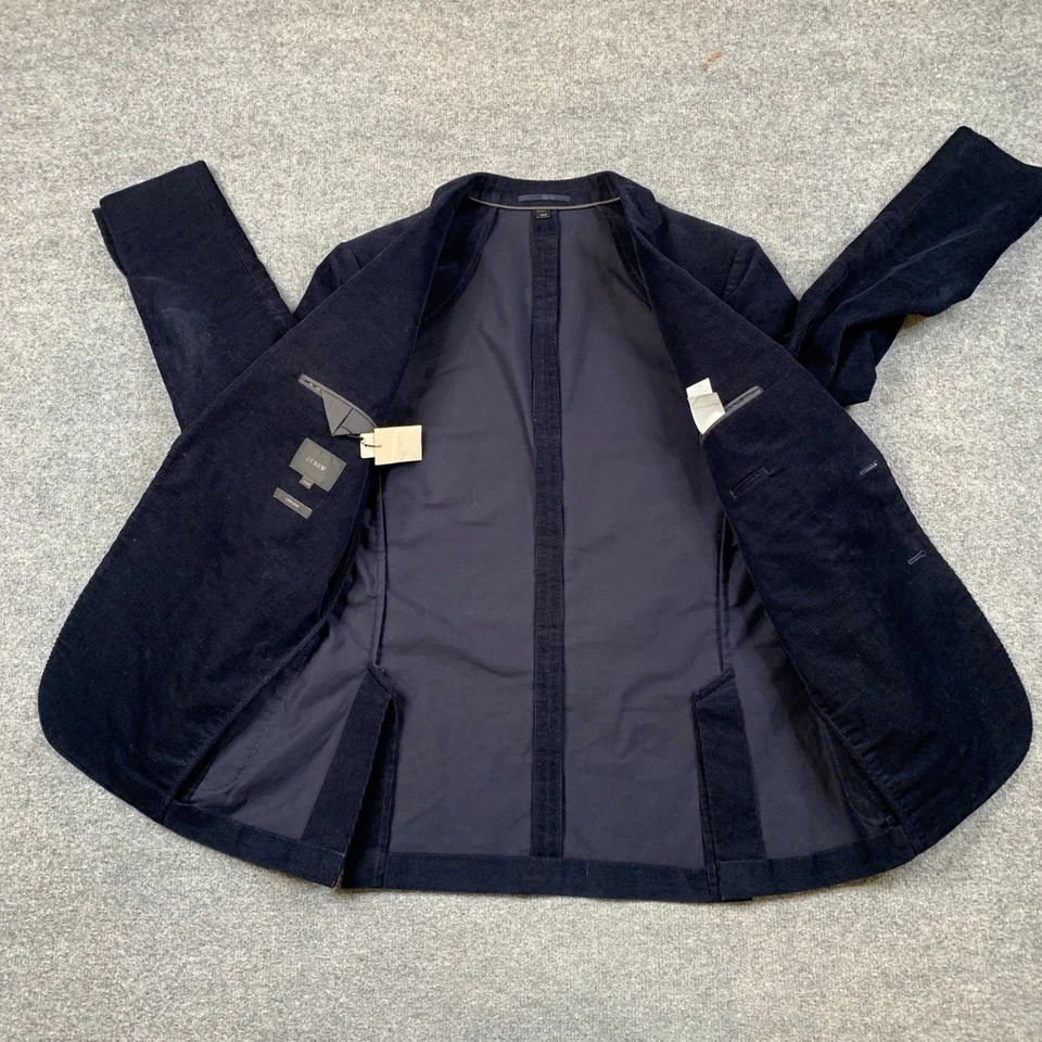 J Crew Blazer Mens 40R Navy Cotton Corduroy Ludlow Slim Fit 2-Button Notch - Image 4 of 4