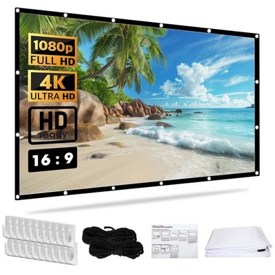 120'' 16:9 Portable Foldable Projector Screen Outdoor Home HD Movie with 12 Hooks