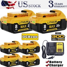 1/4Pack For DeWalt 20V Max 8AH Lithium-Ion Battery/Charger DCB205 DCB206 DCB204