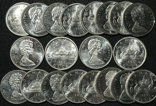 1965 Canada Canoe Dollar .800 80% Fine Silver 0.6 Troy Oz SELLING AT MELT