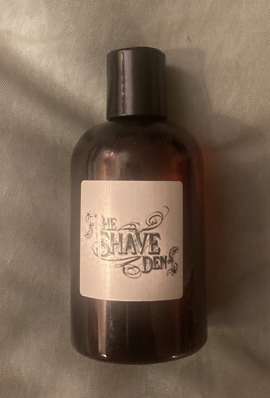 The Shave Den aftershave - Bourbon Vanilla - nearly full bottle