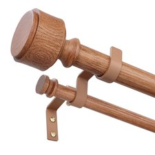 Wood Double Curtain Rods for Windows 72 to 144 Inch, Adjustable Decorative 1"...